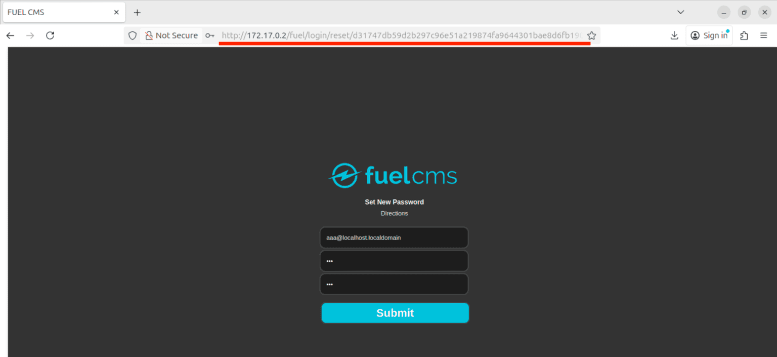 FuelCMS reset victim pass