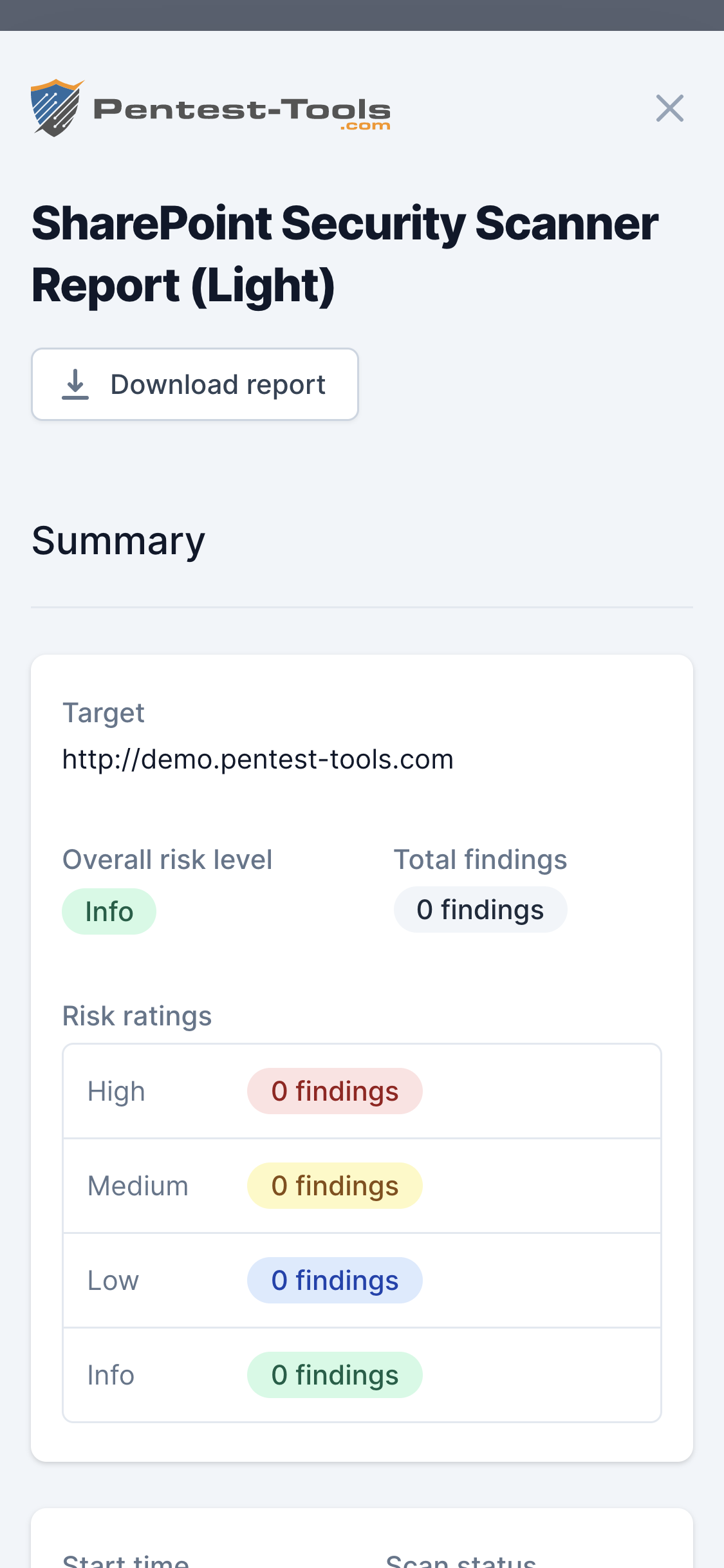 Pentest-Tools.com SharePoint Security Scanner Sample Report